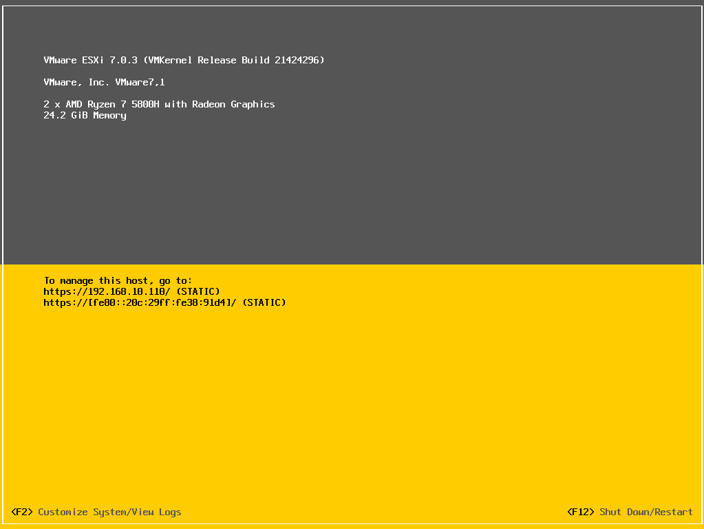 VMware ESXi 7.0部署